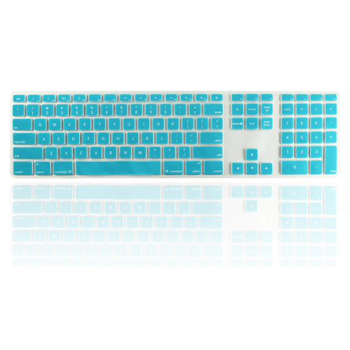 Aqua Blue Ultra Thin silicone keyboard cover with numeric keypad for