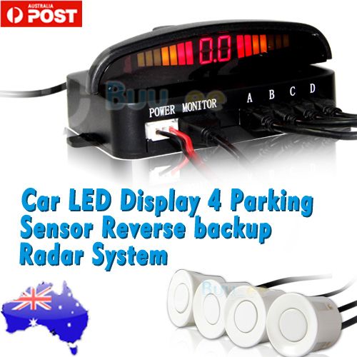 Wireless CAR Reversing Reverse Parking 4 Sensor KIT Buzzer Alarm Silver