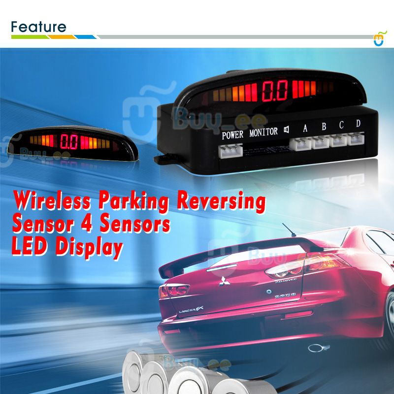 Wireless CAR Reversing Reverse Parking 4 Sensor KIT Buzzer Alarm Silver