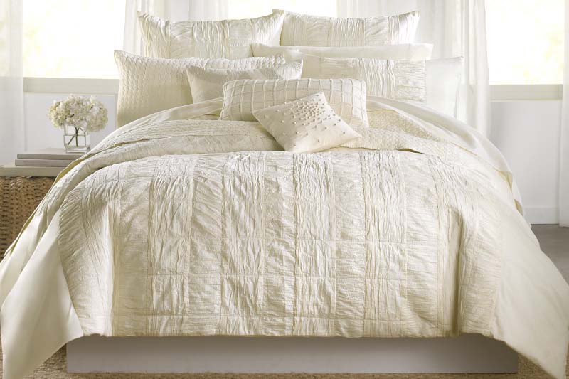PURE DKNY Pure Plisse FULL / QUEEN Duvet Cover Ivory