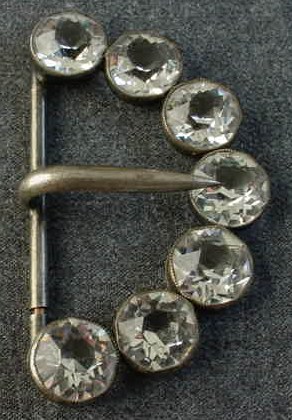 ANTIQUE VICTORIAN JEWELED CLEAR GLASS STONES BUCKLE