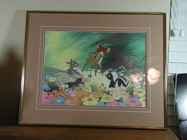 LE Hand Painted Disney Bambi Flower Thumper Cel Framed