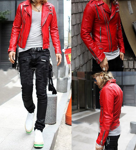 Mens Red Faux Leather Jacket Clothing S Popular Red Leather Jacket Mens