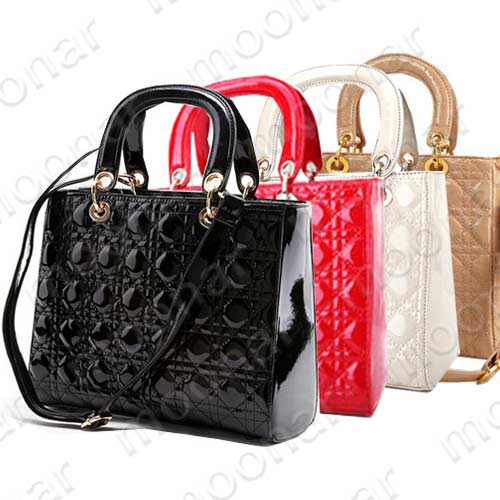 Fashion Celebrity Tote Grid PU Leather Clutch Shoulder Purse Handbag Bag