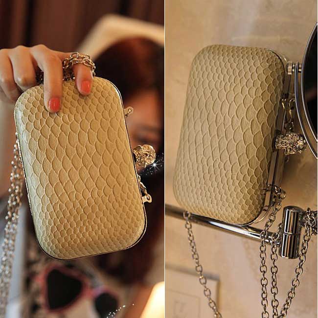 2012-NEW-Vintage-Skull-Snakeskin-Pattern-Women-Clutch-Purse-Handbag-Evening-Bag