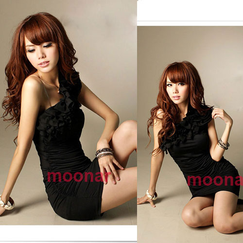 Korean-Women-Girls-One-Off-Shoulder-Floral-Mini-Dress-Cocktail-Evening-Party