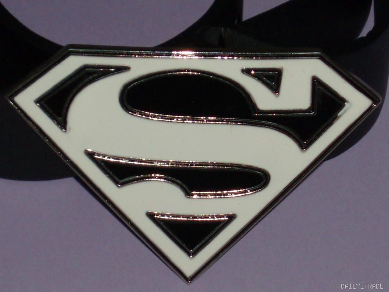 MEN'S ENAMELLED SUPERMAN LOGO STEEL BUCKLE LEATHER BELT