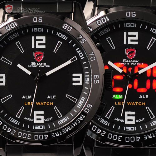 SHARK Digital LED Quartz Date Day Sport Alarm Men Watch - Picture 7 of 7