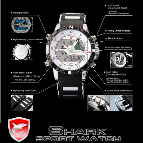 SHARK-LCD-Digital-Chronograph-Date-Day-Alarm-Quartz-Rubber-Men-Sport-Wrist-Watch