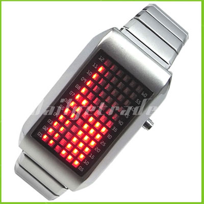 SUPER 72 RED LED STAINLESS STEEL BARCODE MEN/LADY WATCH