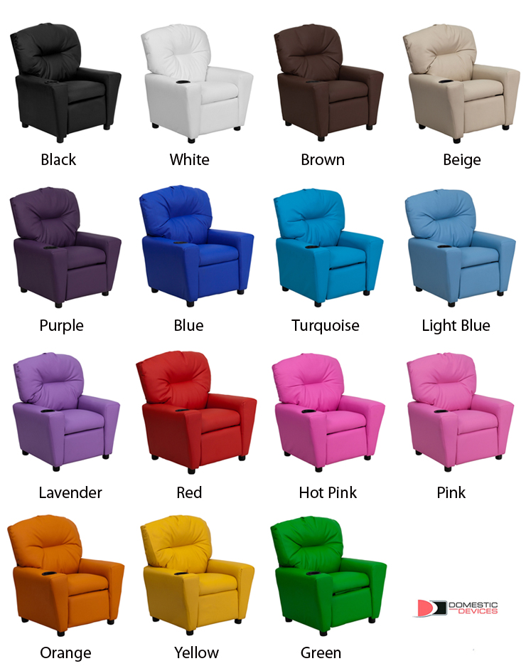 Child Recliner W Cup Holder In Leather Vinyl Microfiber On Child Recliner W Cup Holder In Leather Vinyl Microfiber