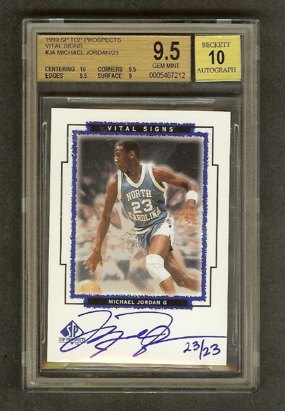 1999 MICHAEL JORDAN SP TOP PROSPECTS AUTO 23/23 BGS 9.5