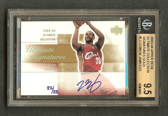 03-04 LEBRON JAMES ULTIMATE AUTO GOLD RC /23 BGS 9.5 10