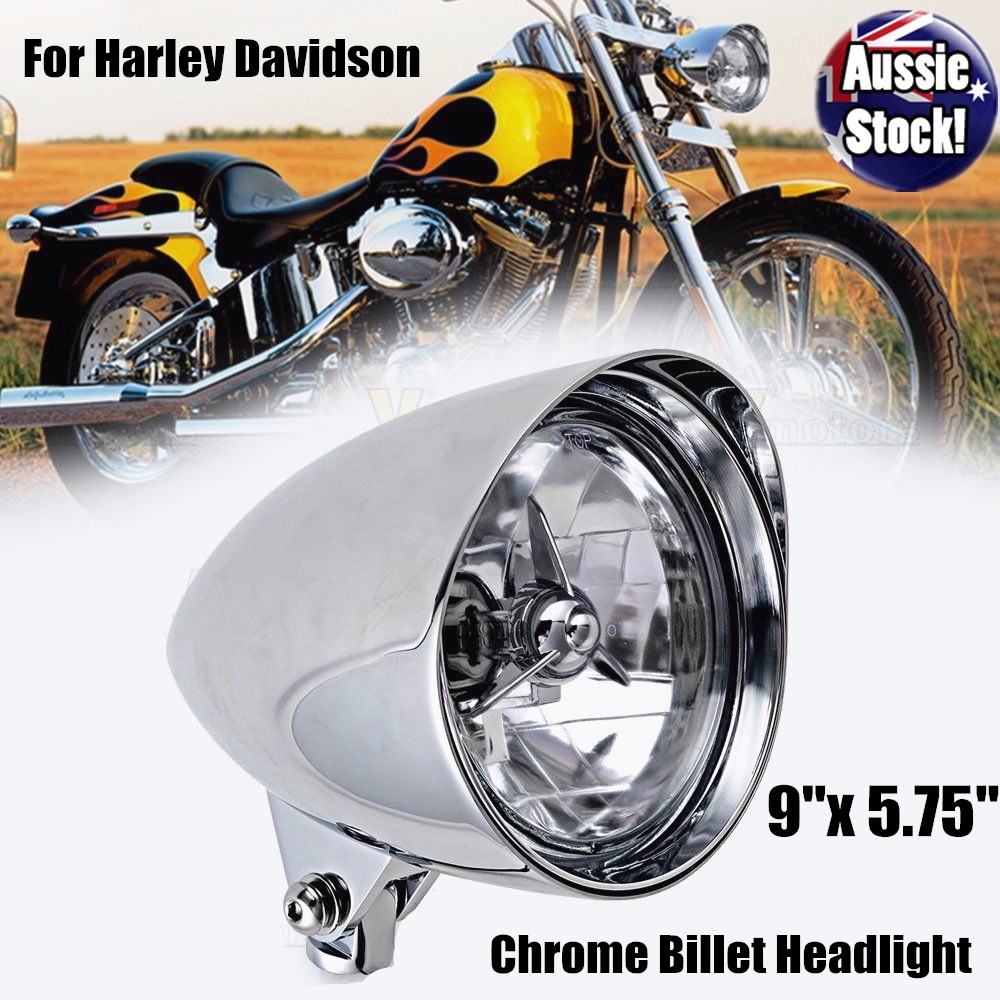 BILLET HEADLIGHT HARLEY DAVIDSON CHOPPER BOBBER SPRINGER SOFTAIL HEAD