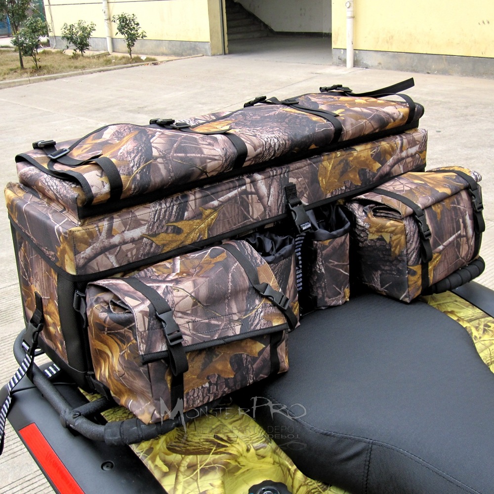 Camo Mossy Oak Quad ATV 4Wheeler Cargo Storage Rear Rack Hunting Bag Rifle Bag eBay
