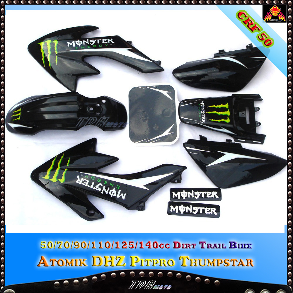 Black Fender/Plastics + Stickers/Graphics CRF50 50/70/90/110/125cc Pit Dirt Bike eBay