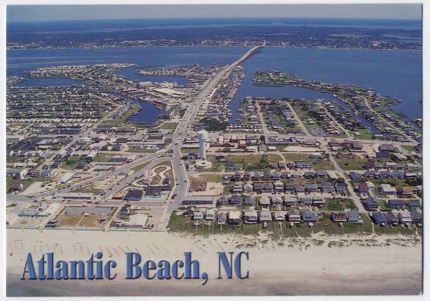 ATLANTIC BEACH NC Town Aerial Causeway nr MOREHEAD CITY NC BEAUFORT NC postcard eBay