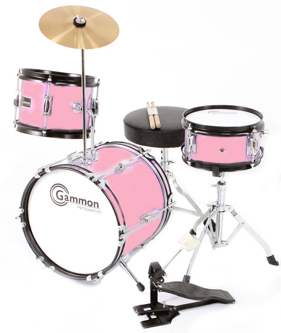 New 12" Pink Junior Drum Set with Stool Sticks Stands Pedal SHIPS FAST