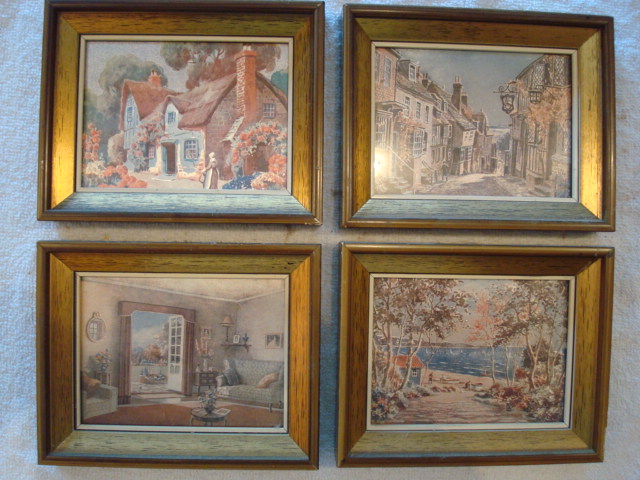 4-Framed Pictures, Metal, Made in Holland, 7" X 5 1/2"
