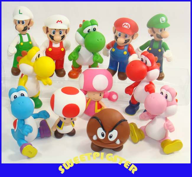 Compare prices and offers 12 Super Mario Bros Figures LUIGI YOSHI TOAD GOOMBA 5