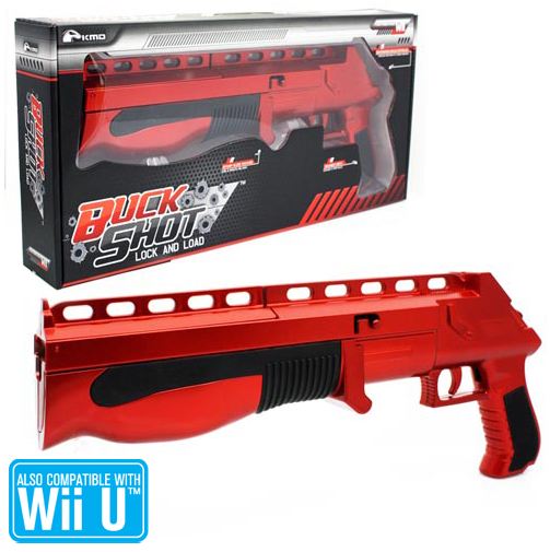 Wii BuckShot Wireless Shotgun Shot Gun (Red) Builtin Nunchuck for