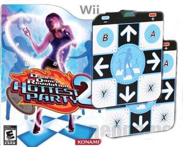 Wii-Dance-Revolution-Hottest-Party2-Game-2x-Non-Slip-Dance-Pads-BUNDLE