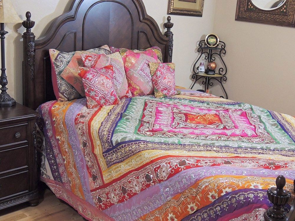 Sari Designer Duvet Indian Style 7P Bedding Bohemian Bedroom Coverlet