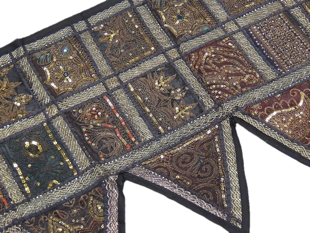 Window Decor Black Valance Fine Sequin Work Handmade Indian Toran Door Topper