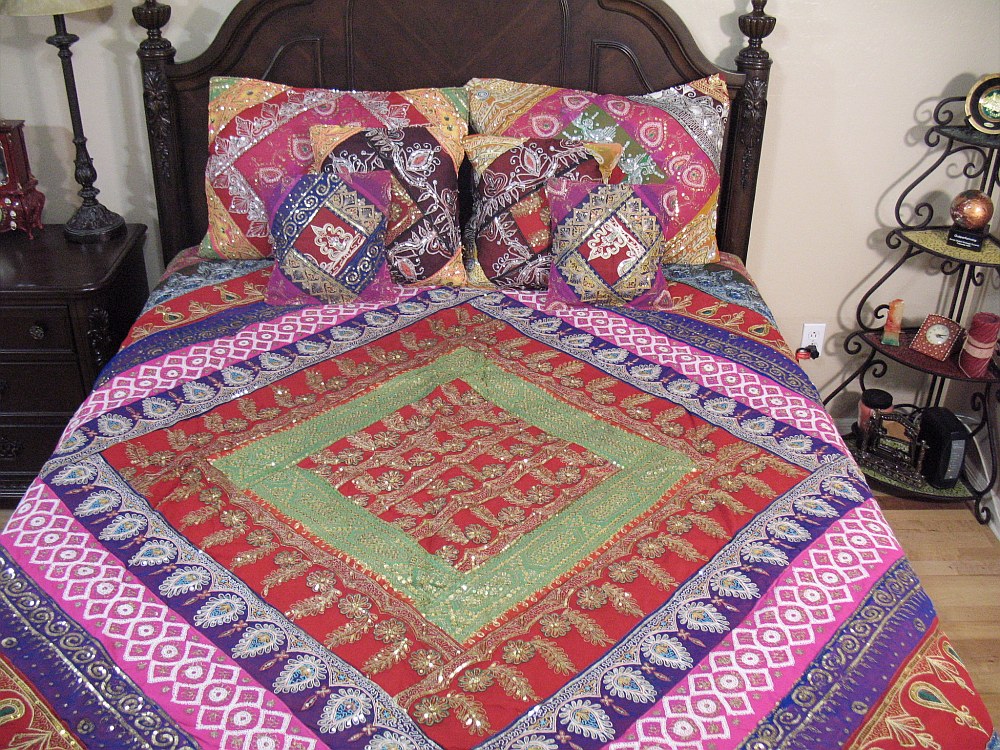 Sari Luxury Decorative Duvet India Inspired Bedding Ensemble 7P
