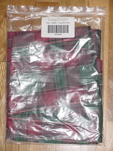 Longaberger Hamper Basket Evergreen Plaid Liner NEW