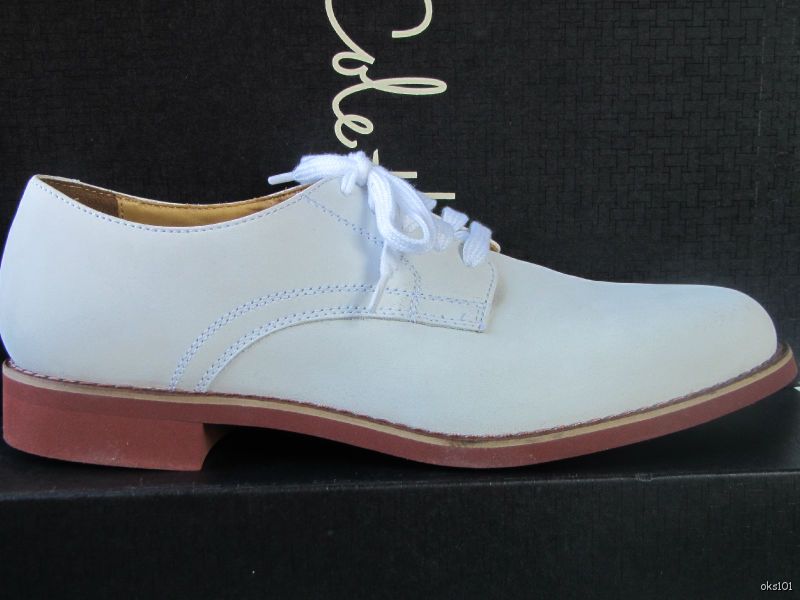 NIB mens COLE HAAN "Summer Buck" white nubuck suede laceup shoes