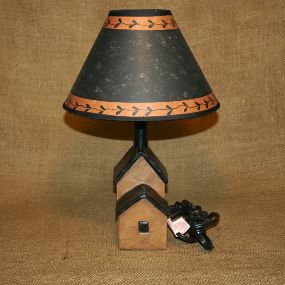 Saltbox House Brown Resin Table Lamp Primitive Country eBay
