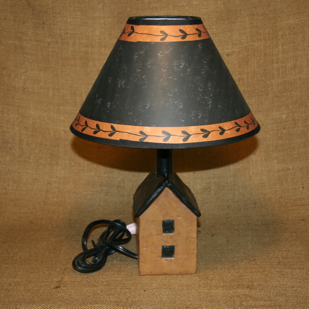 Saltbox House Brown Resin Table Lamp Primitive Country eBay