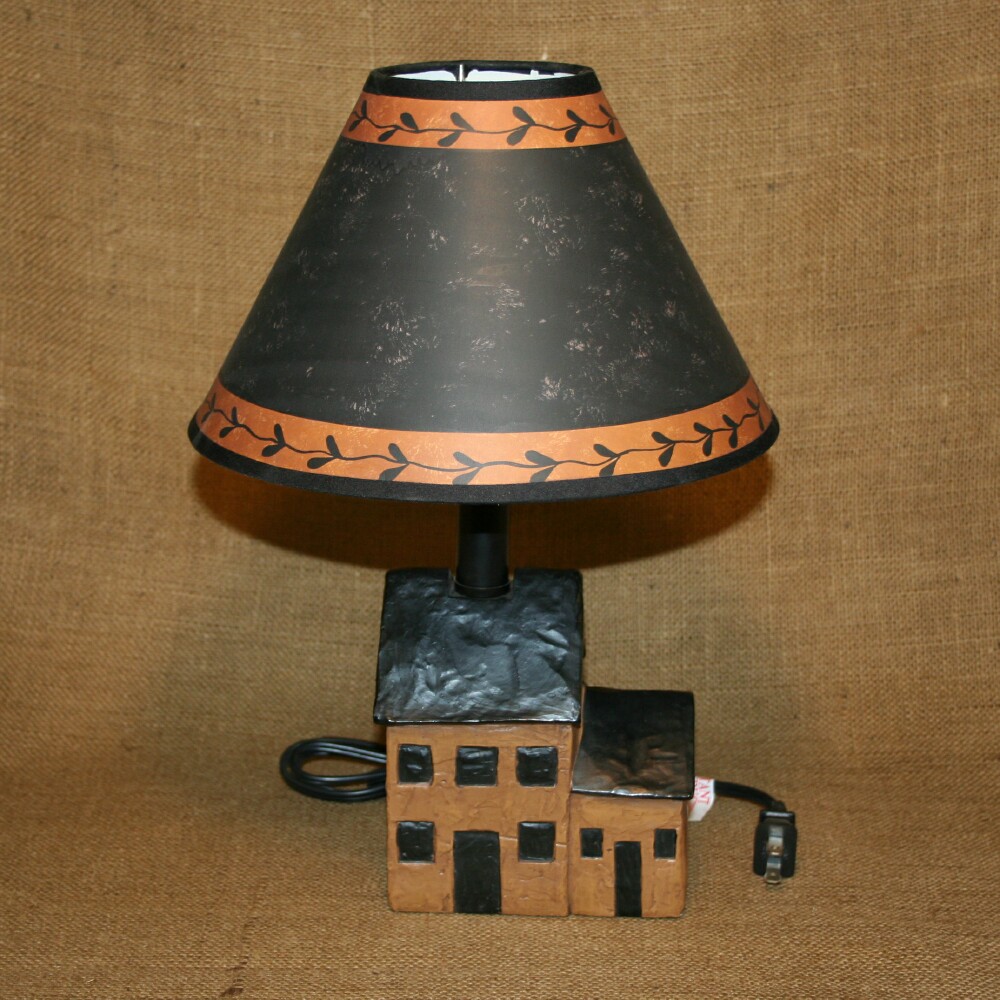 Saltbox House Brown Resin Table Lamp Primitive Country eBay