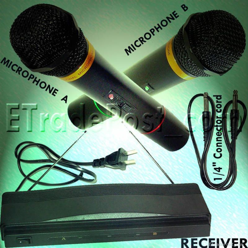 NIB 2 wireless cordless 2 channel radio Microphone