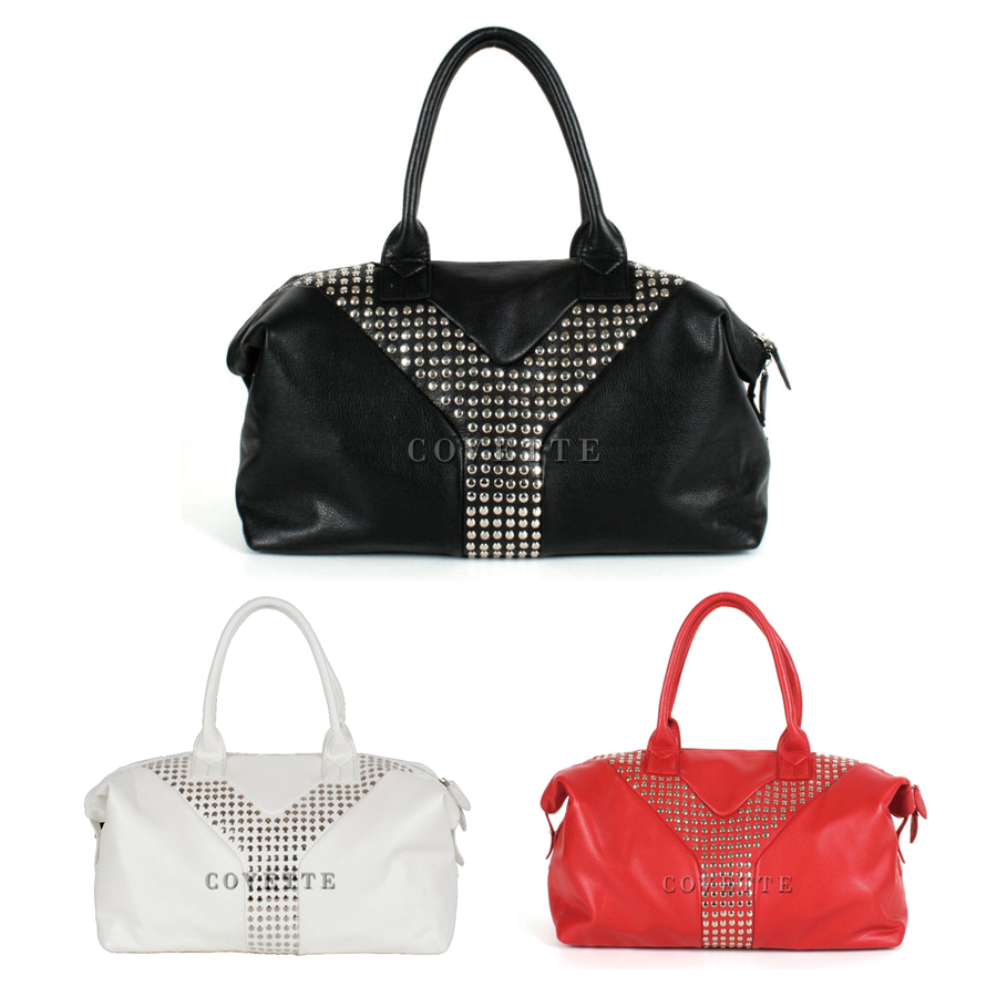 Large Y Studs Tote Boston Shoulder Easy Crossbody Bag