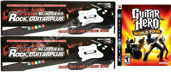 GUITAR HERO WORLD TOUR +2 ROCK GUITAR WIRELESS FOR PS3