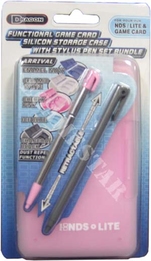 NEW PINK GAME CASE + 2 STYLUS PEN SET NINTENDO DS LITE