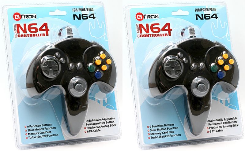 xbox controller compatible 2 BLACK N64 CONTROLLERS TURBO SLOW FOR NINTENDO 64 NEW pic