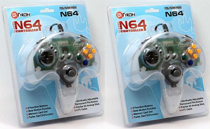 xbox controller compatible 2 CLEAR N64 CONTROLLERS TURBO SLOW FOR NINTENDO 64 NEW pic