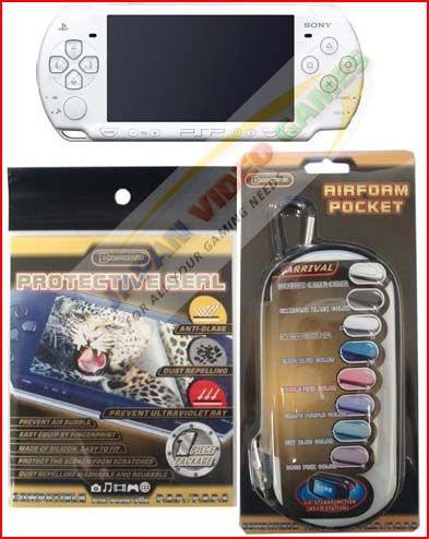 NEW WHITE Sony PSP Slim Console+Airform Case+BONUS