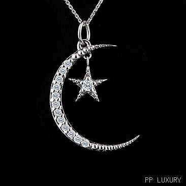Islamic Moon and Crescent Diamond Pendant