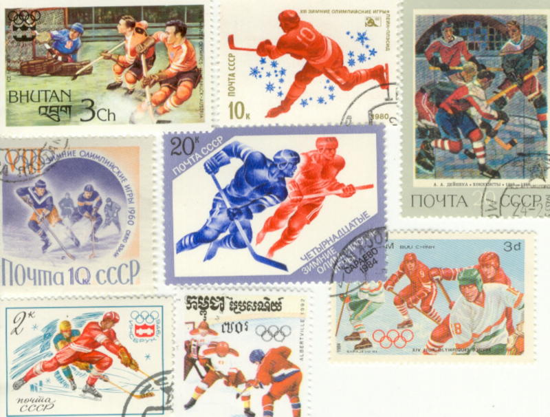 100 Hockey All Different Stamp Collection Lot