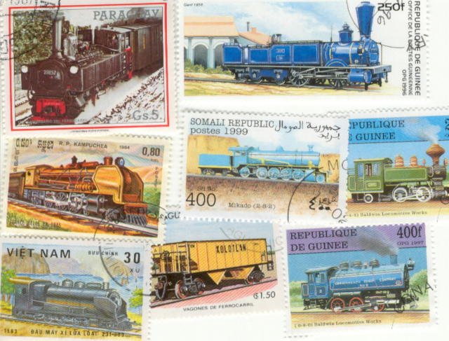 500 Trains Railroads All Different Stamp Collection Lot