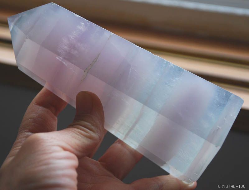 natural fluorite crystal point clear purple green 686g