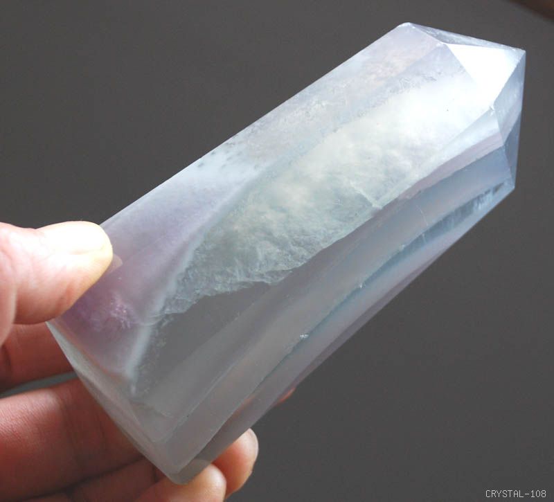 natural fluorite crystal point clear purple green 332g