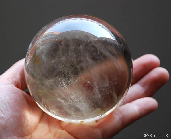 74mm natural smoky rock quartz crystal sphere pure