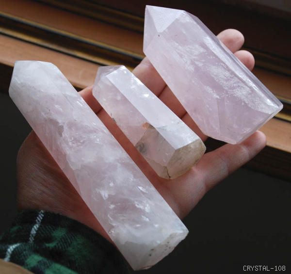 3 PCS natural rose quartz crystal point 425G
