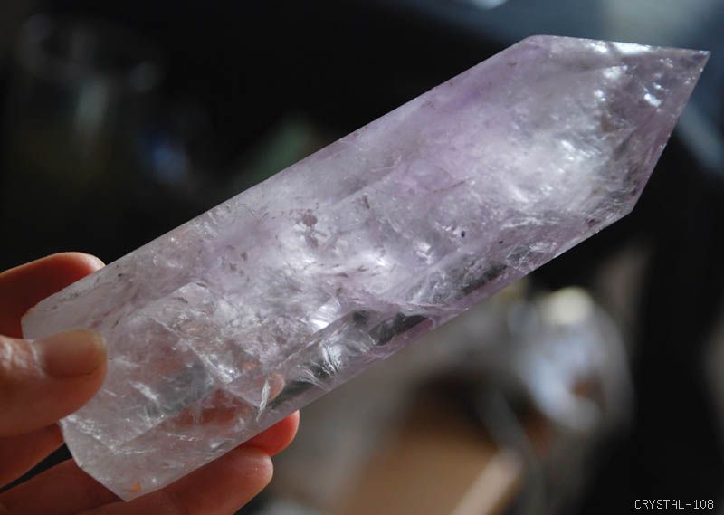 5.51" natural amethyst point polished healing clear