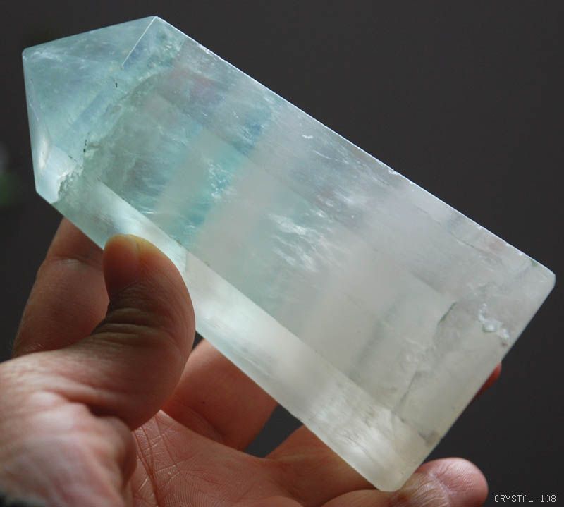 natural fluorite crystal point polished green 433G